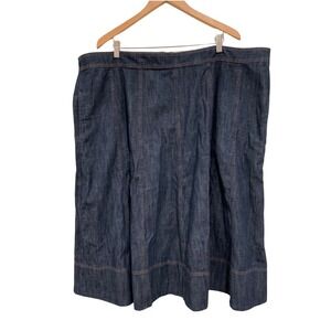 Talbots Plus 24W Cotton Denim Paneled Midi Skirt Dark Wash Quiet Luxury Women